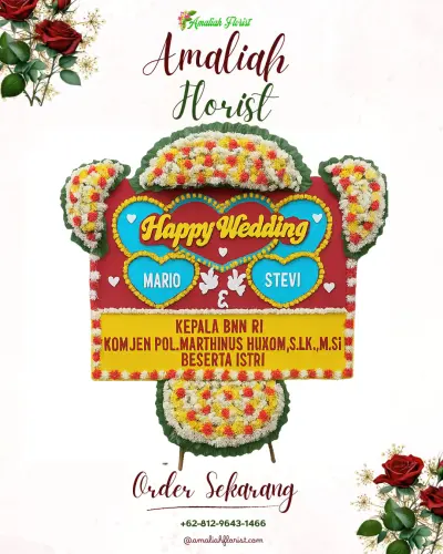 Karangan Papan Bunga Pernikahan di Cukil